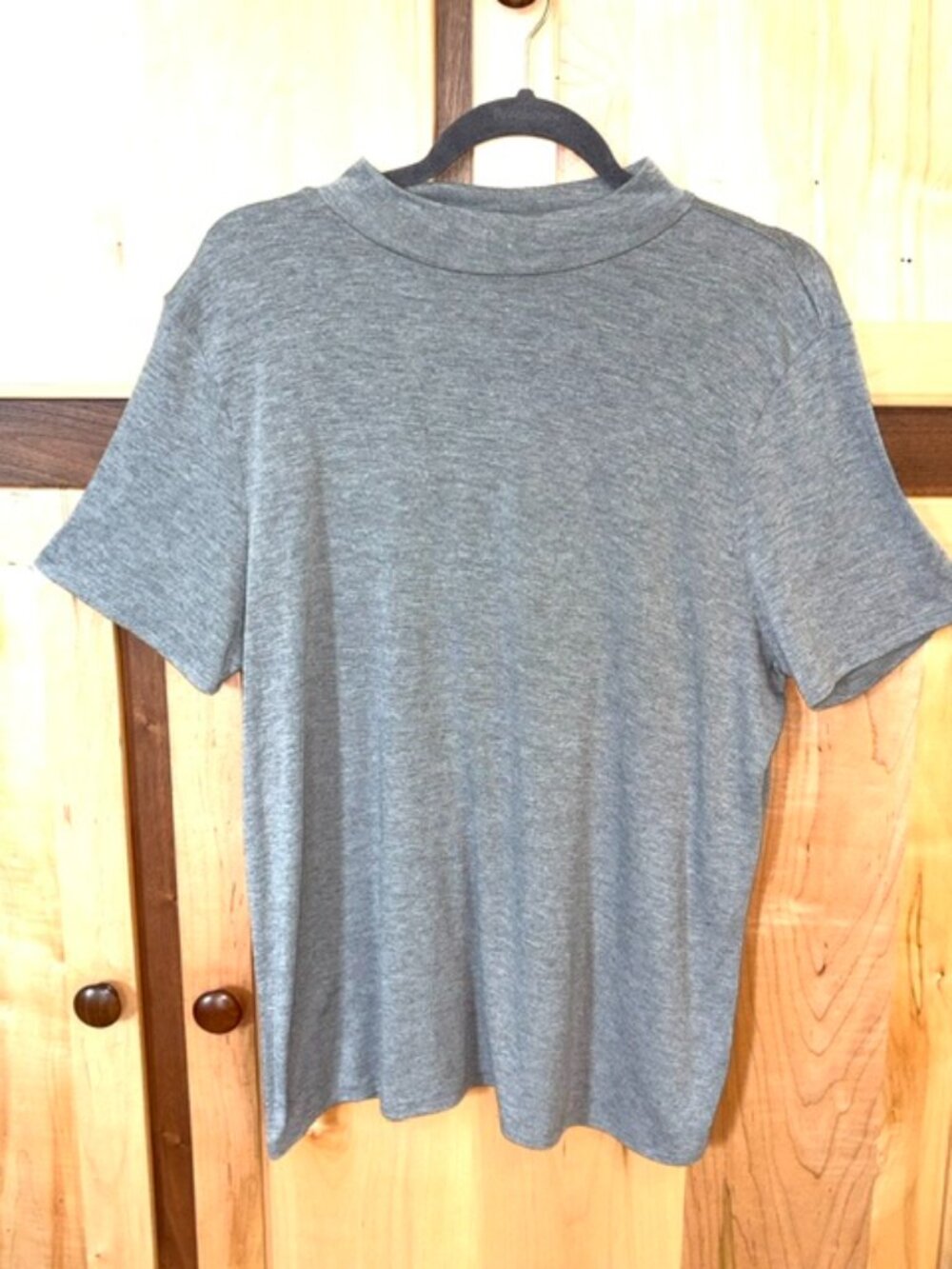 Lane Bryant High Neck Gray Short Sleeve Top - Size 14/16